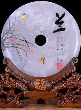 高档中式玉石平安扣摆件乔迁送朋友新家暖房礼物客厅家居家庭桌面