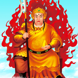 五显华光大帝画像 绢布挂画 火神灵官马元帅神像画水陆装饰卷轴画