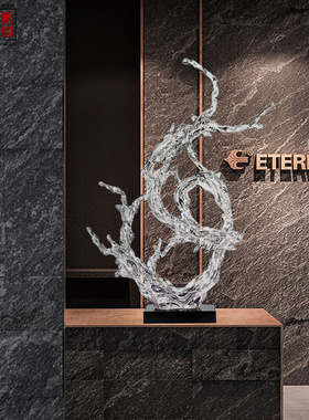 新款太湖石透明雕塑摆件酒店大堂大厅样板房间客厅招财摆饰落地