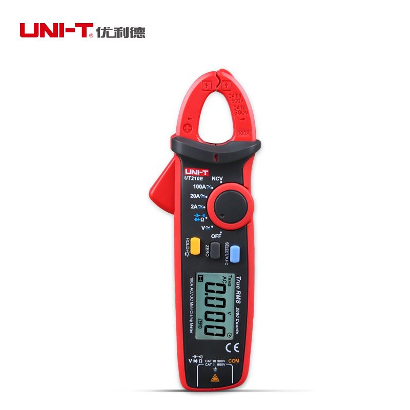 。优利德钳形表UT210E/UT210D迷你数字钳形万用电表交直流电流表