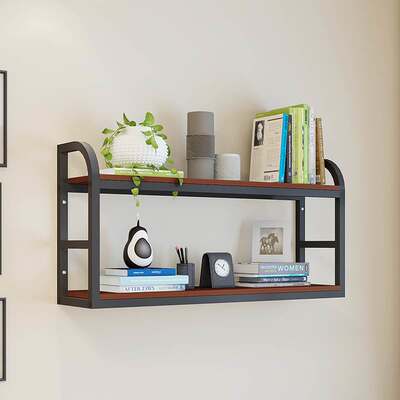 新品铁艺书架墙上壁挂置物架墙面花架用饭厅装饰隔板酒架儿童收