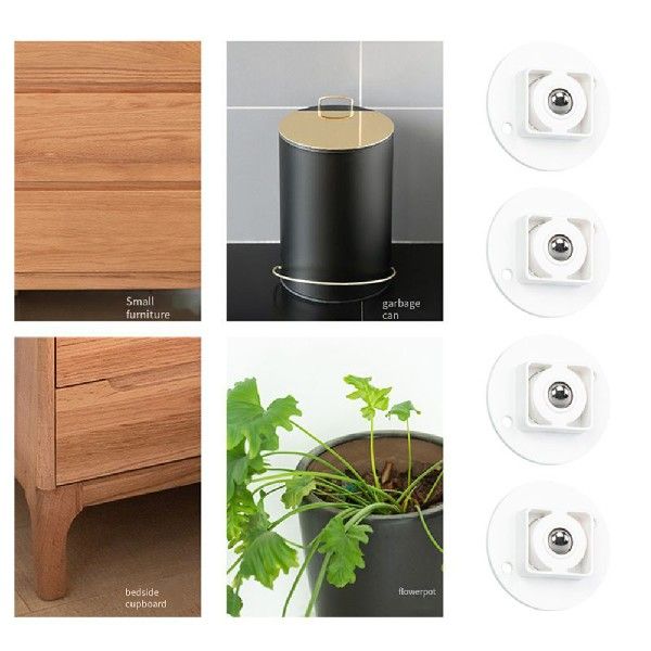 4pcs Caster Pulley 360 Degrees Universal Wheel Sticky