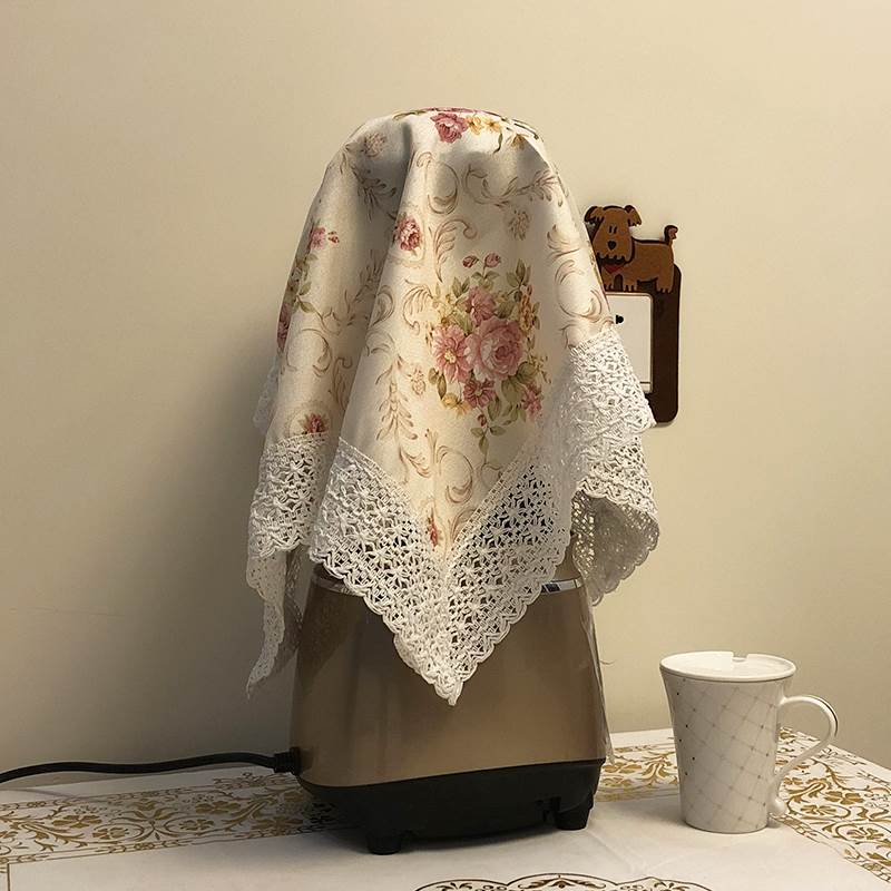 面包机咖啡机微波炉破壁机盖布防尘罩茶具厨房遮尘布田园蕾丝盖巾