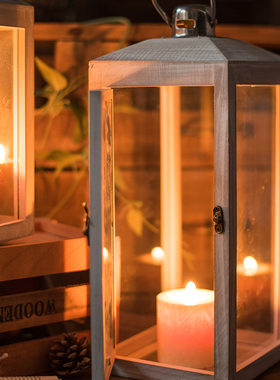 JK慕空间北欧简约复古木制落地风灯花园婚庆装饰庭院场景布置摆件