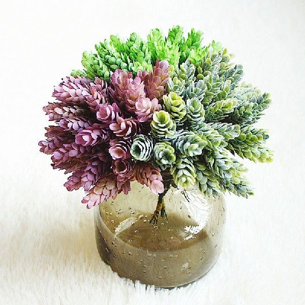 6Pcs/Bundle Fake Green Plant Cheap Artificial Plastic