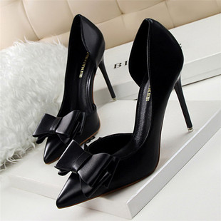 极速2022 High Side Hol Bowknot Shoes Sweet cate Fashion Heel