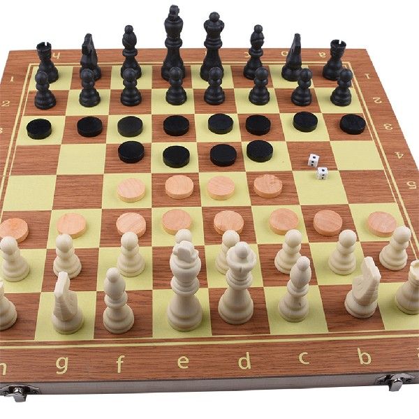 Folding 39x39cm Wooden Chess Set Chessboard Board Game for