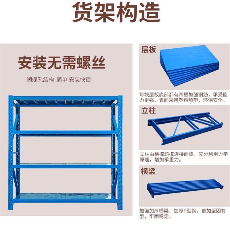 轻型中型重型仓储货架超市置物架家用地下室储物架组装展示架