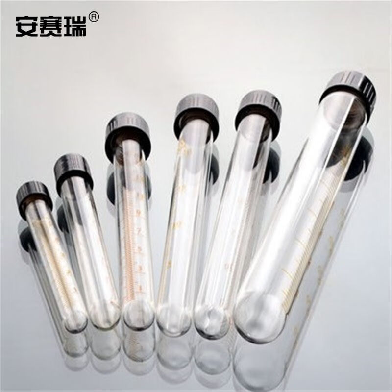 2023安赛瑞螺口圆底试管(5个装)实验室带刻度丝口玻璃离心管带