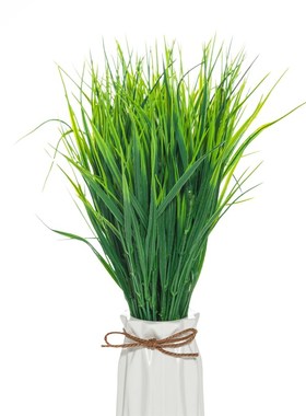 7 Forks Artificial Flower Cheap Fake Plastic Green Grass