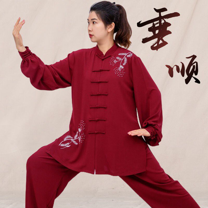 新品太极服女款新款八段锦练功服女春秋表演太极拳武术服装男比赛