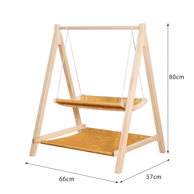 猫吊床落地悬挂式夏天床边猫窝木质挂窝猫床猫摇床猫咪吊床秋千