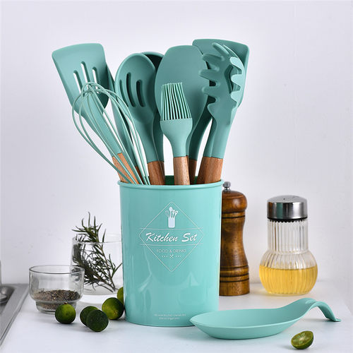 好货9/11/12Pc Silicone Kitchen Utensils Set Non-stick Spatul
