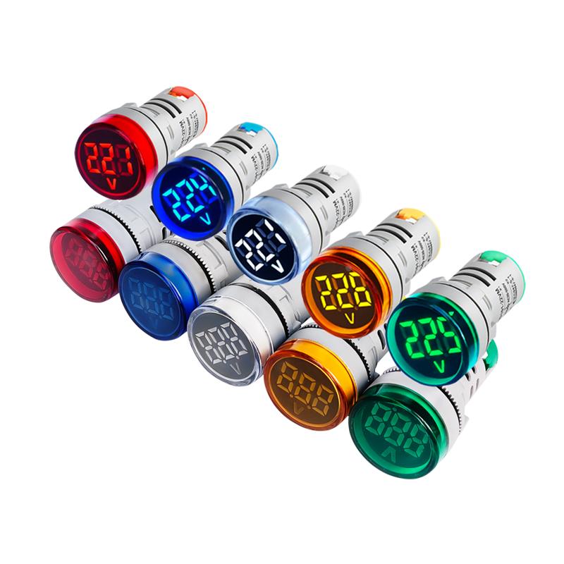 红绿黄蓝白信号灯数显电压指示灯220v380v液晶显示数字表小型AD16