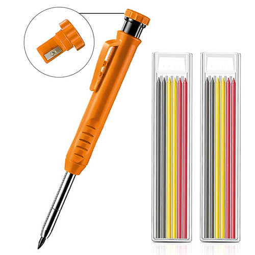 极速Orange Solid Carpenter Pencil with Refills Built-in Shar