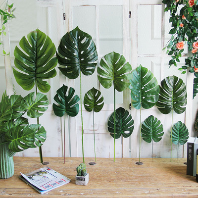 极速Artificial Fake Monstera Palm Leaves Green Tropical Plan