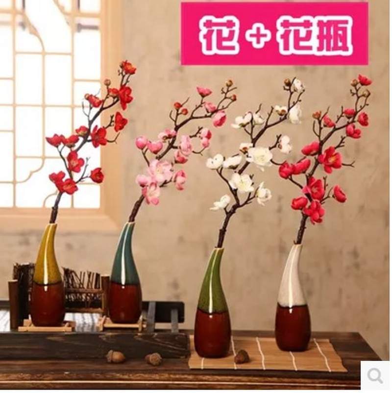 极速客厅梅花枝假花摆件防真花腊梅干花花束干枝仿真摆设餐桌装饰