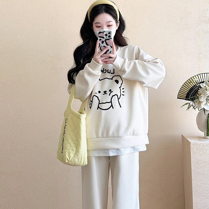 好货孕妇装秋冬装套装时尚2025新款小个子卫衣女宽松上衣两件套秋