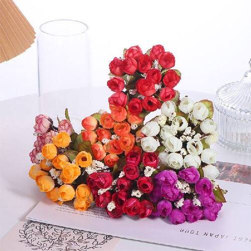 好货1 Bouquet 15 Heads Artificial Flowers Emulation Rose Pea