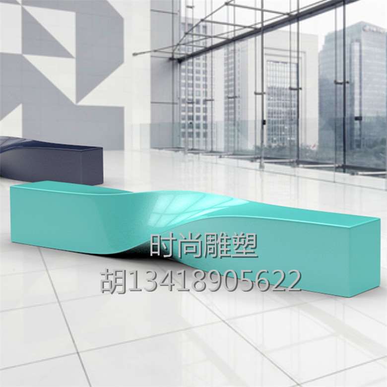 好货商场玻璃纤维长条座椅休闲椅走廊休息等候椅户外创意美陈多人