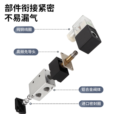 好货气动电磁阀4v210-08气控换向阀二位五通24v12V220v气阀控制阀