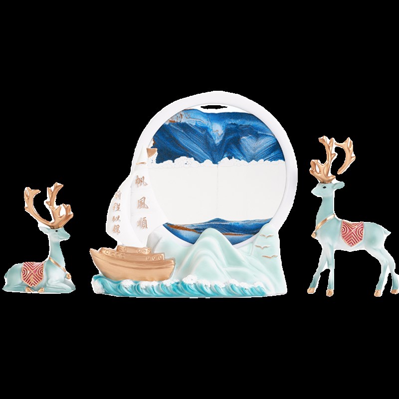 流沙画摆件帆船高档家居进门客厅电视酒柜办公室装饰结婚乔迁礼品