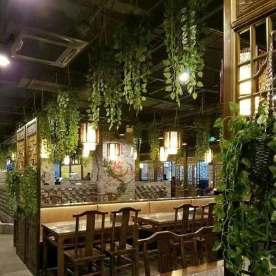 极速2束吊篮绿萝装饰餐厅壁挂藤条葡萄藤仿真花植物盆栽干花卉墙