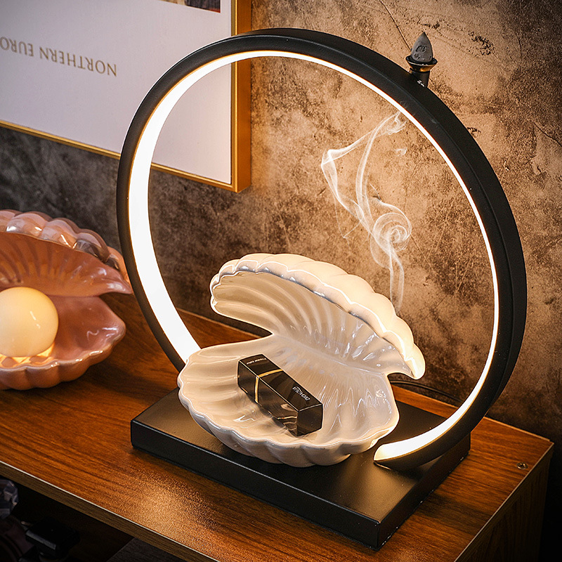 贝壳灯圈发光家居陶瓷摆饰开业礼品电视柜办公室新中式客厅软装