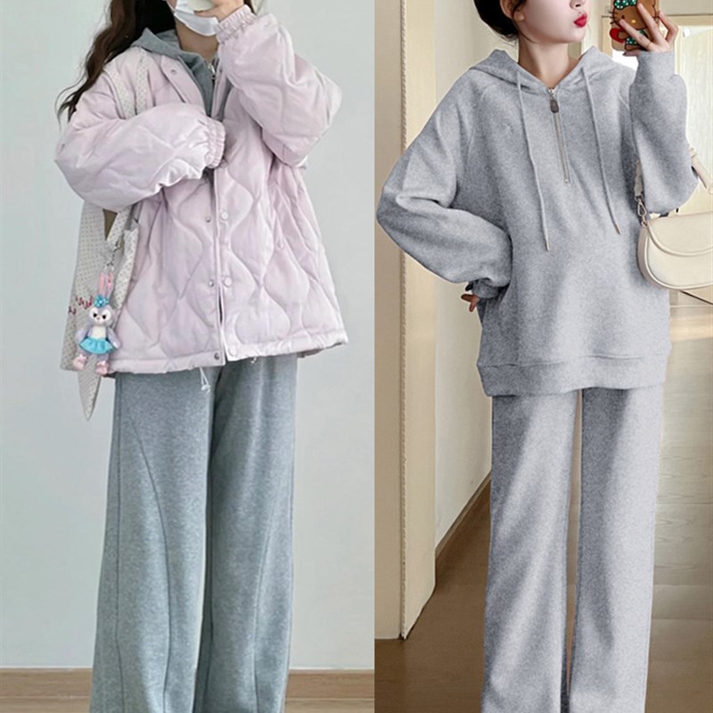 好货孕妇装秋冬季套装2025新款宽松棉衣服外套上衣休闲卫衣加绒两