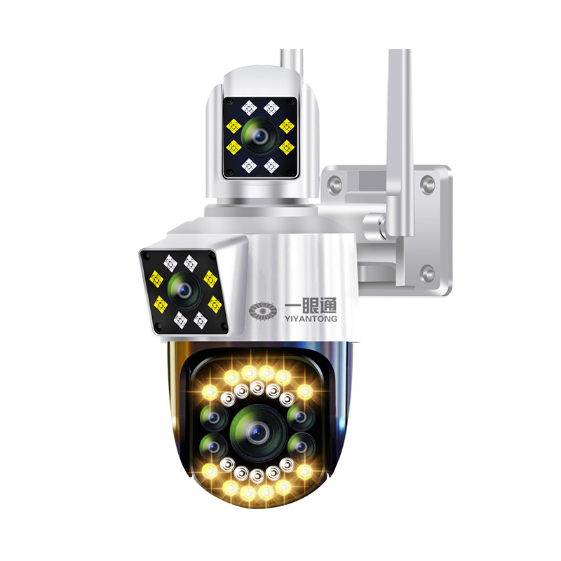 一眼通家用360度全景三画面监控连接手机远程对讲三镜头摄像头