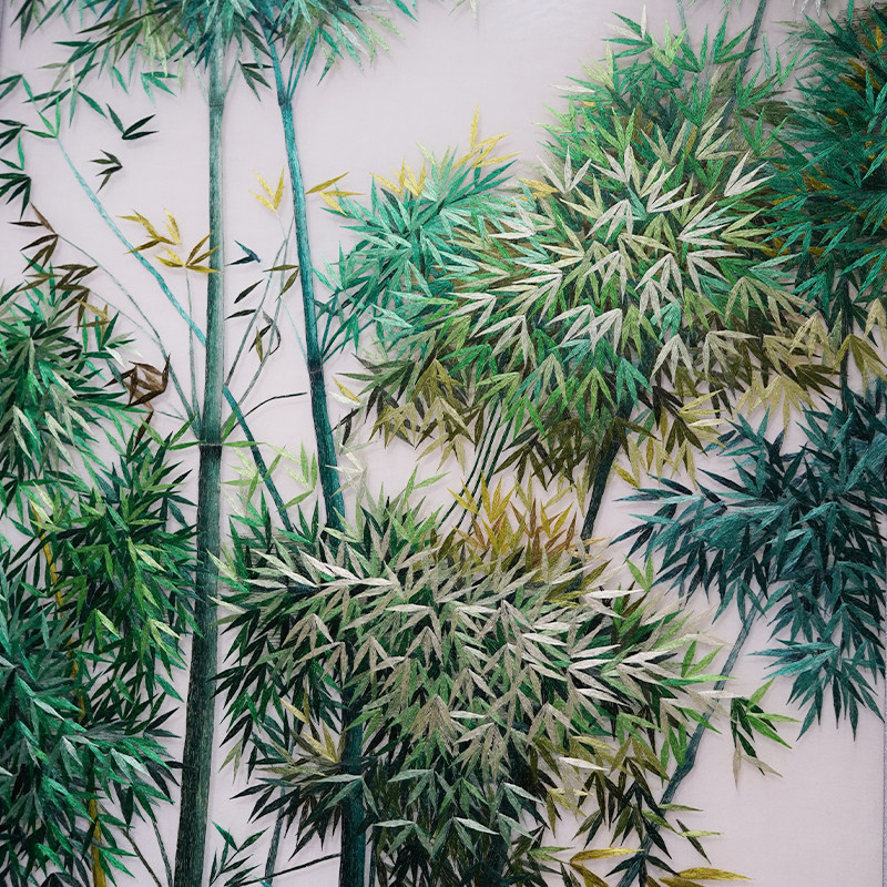 好货玄关现代简约风景中式客厅纯手工刺绣苏绣成品挂画竹报平安装
