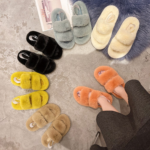 好货Autumn and winter womens shoes letter heel strap soft p
