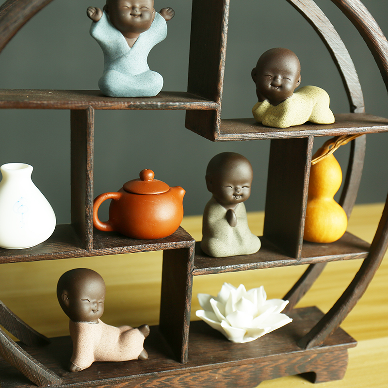 新中式小摆件礼品博古架客厅电视柜玄关办公室桌面实木软装饰品