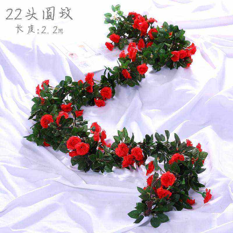 极速仿真玫瑰花藤条客厅空调管道装饰壁挂花滕婚庆假花藤蔓婚庆