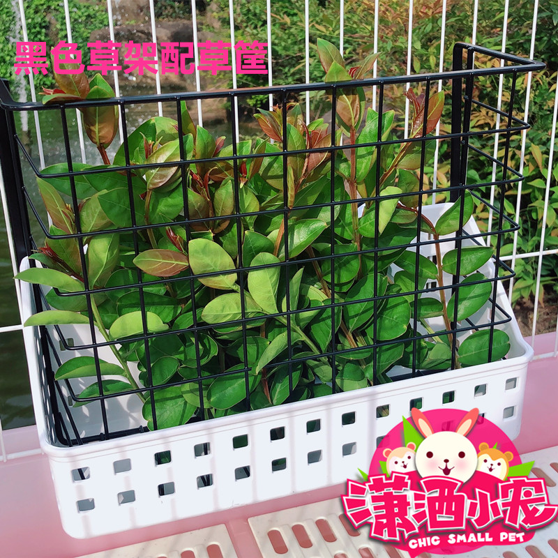 好货兔子龙猫荷兰猪固定式内置草架塑料草筐食盒牧草架草框 马卡