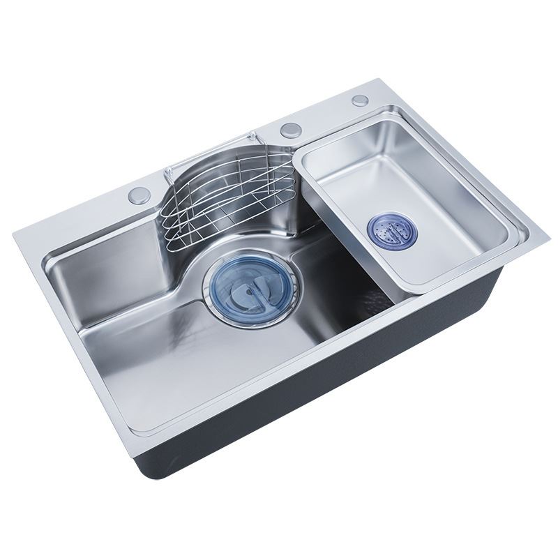 好货304不锈钢拉丝单槽手工拉伸带盆中盆水槽台上台下厨房洗菜盆7