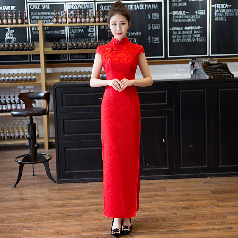 好货礼仪小姐服装迎宾旗袍中国红红色颁奖外嫁女回娘家2025走秀演