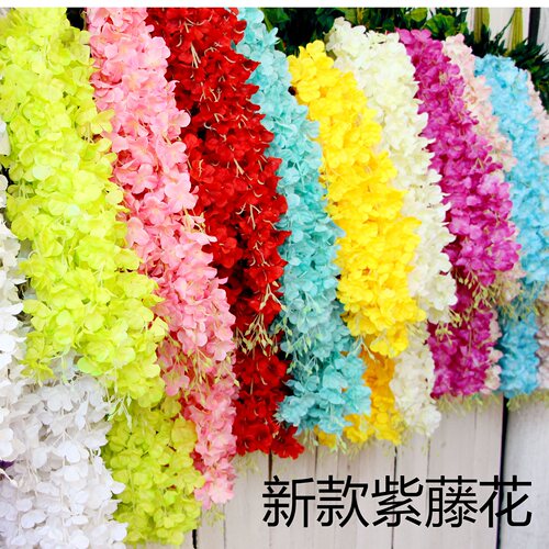 极速仿真紫藤花假花绢花紫罗兰植物悬吊式天花板花藤婚庆装饰藤条