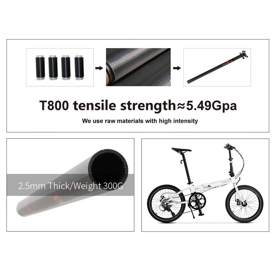 DODICI碳纤维座管412碳纤座杆折叠车坐杆3k座管33.9碳纤维坐管580