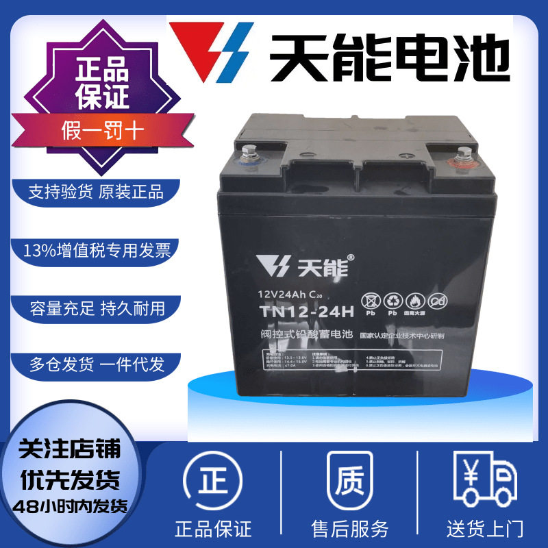天能蓄电池12V24AH 12V38AH 12V65AH 12V100AH用于UPSEPS后备电源