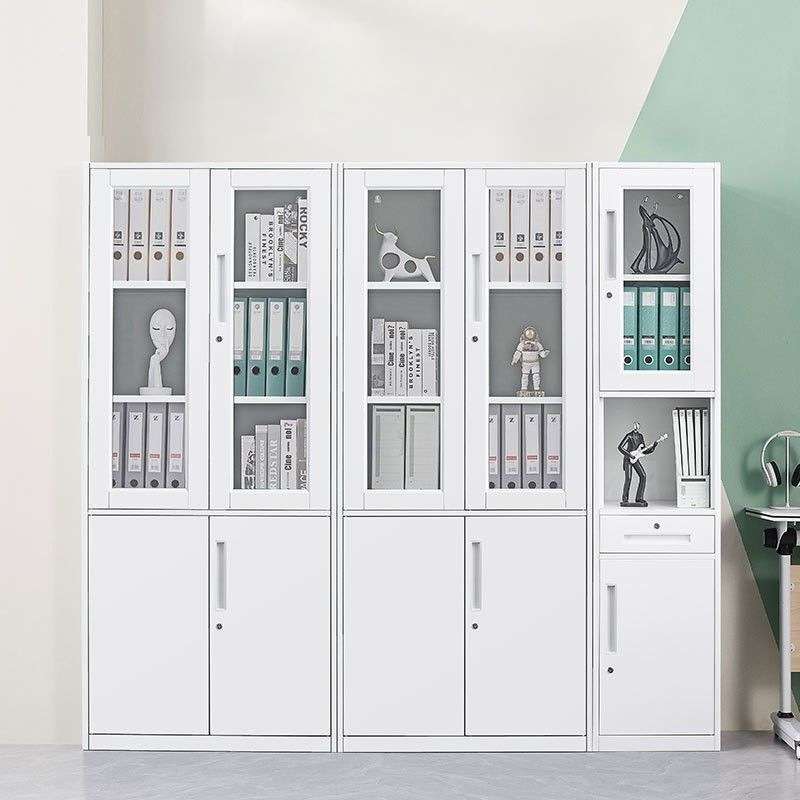 家用书柜多层凭证柜带锁钢制单门档案书柜子文件柜办公室加厚铁皮