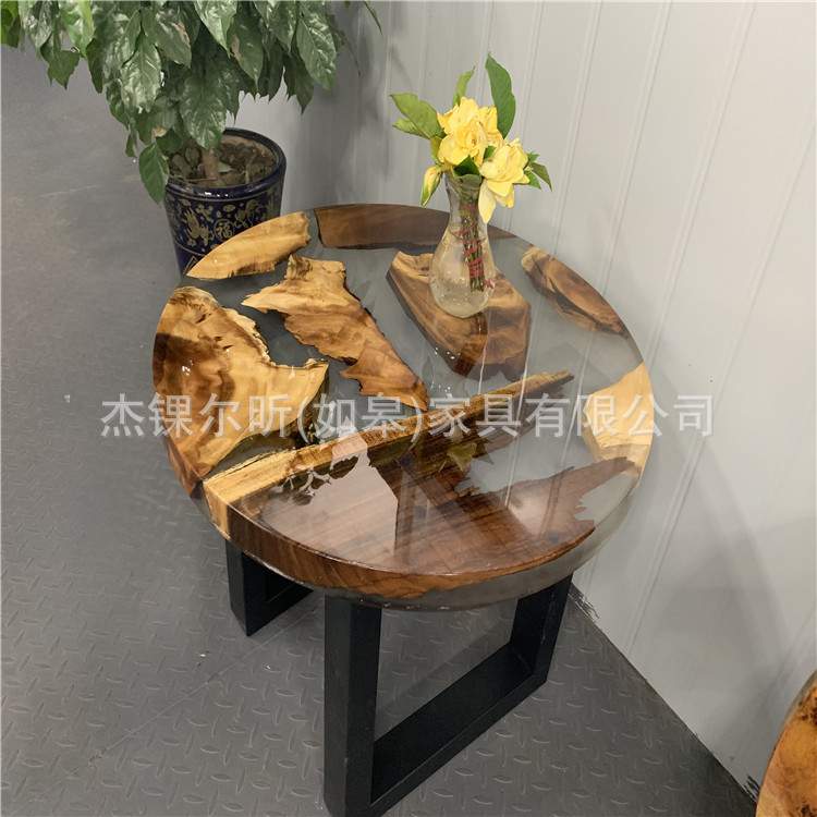 实木树脂茶桌设计师创意个性书桌河流桌