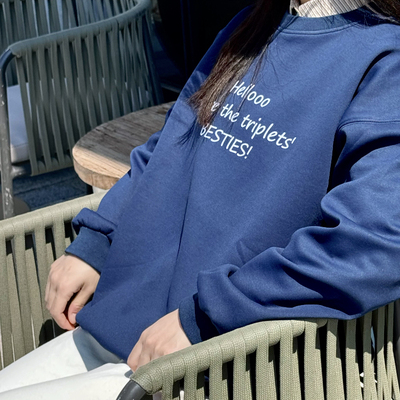 【小美强推｜靓蓝心情】超百搭爽滑简约靓蓝宽松圆领卫衣女通勤春