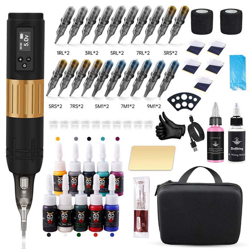 纹身机套装无线纹身电池笔led屏显纹身工具全套专业刺青器材