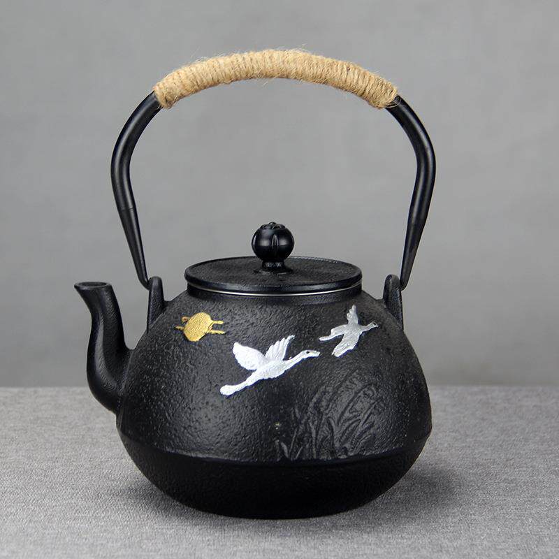 铸铁茶壶围炉煮茶搪瓷内壁日式煮茶器复古茶具烧水壶餐厅泡茶铁壶