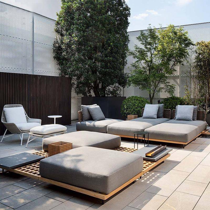 户外沙发庭院别墅藤编家具柚木客厅民宿室外露台阳台藤椅沙发组合