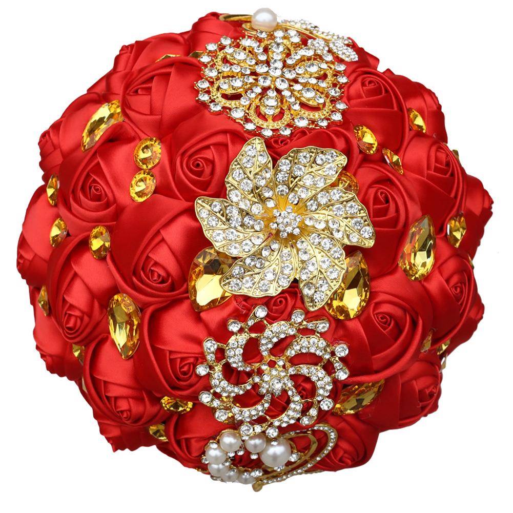 金色水钻手捧花婚礼欧美金钻手捧花新品金水钻花束现货W227Q