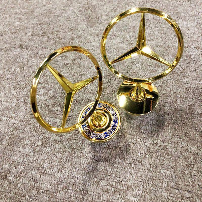 适用于奔驰E系C系S系奔驰金色立标银色改金色机盖标前立标