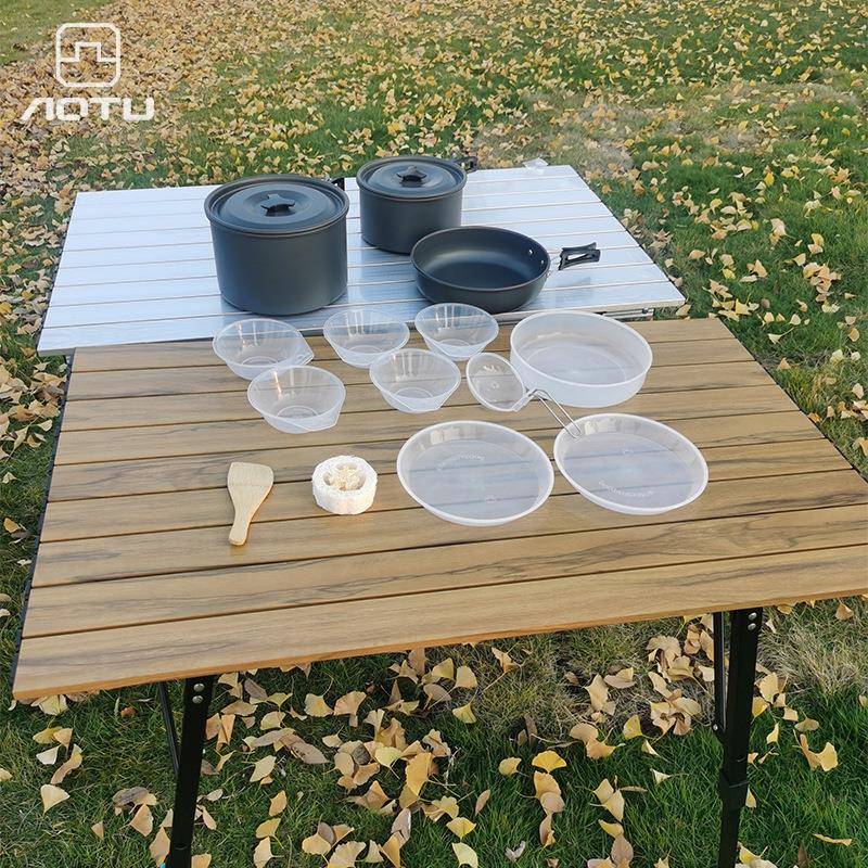 4-5人套锅户外露营野炊用品装备锅具组合套装不粘煎盘便携TH0132