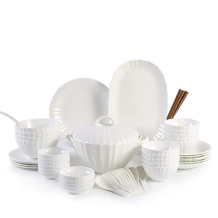 MUSH法式轻奢仪式感骨瓷餐具碗碟套装家用高档碗盘组合乔迁结婚礼